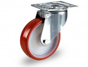 Rodachina Inoxidable giratoria con rueda de nylon y recubrimiento en poliuretano marca CEBORA